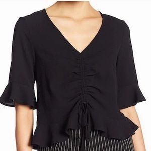 Elodie Black Flutter Sleeve Top